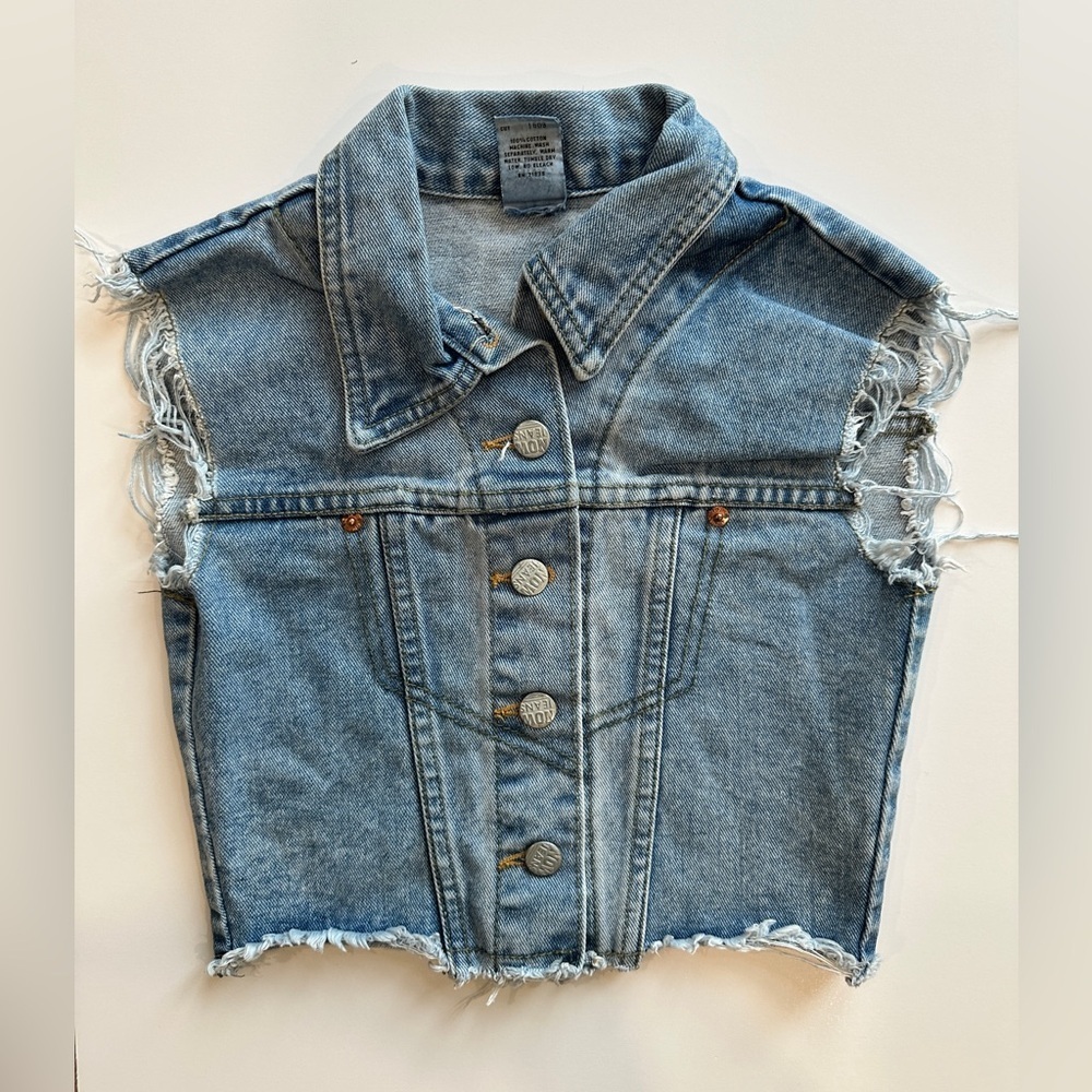 Vintage Not A Kid Anymore Kids Unisex Denim Vest Size Medium Made in USA
